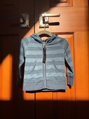 Miki Miette Blue Striped Zip Hooded Sweatshirt NWT 12 Months